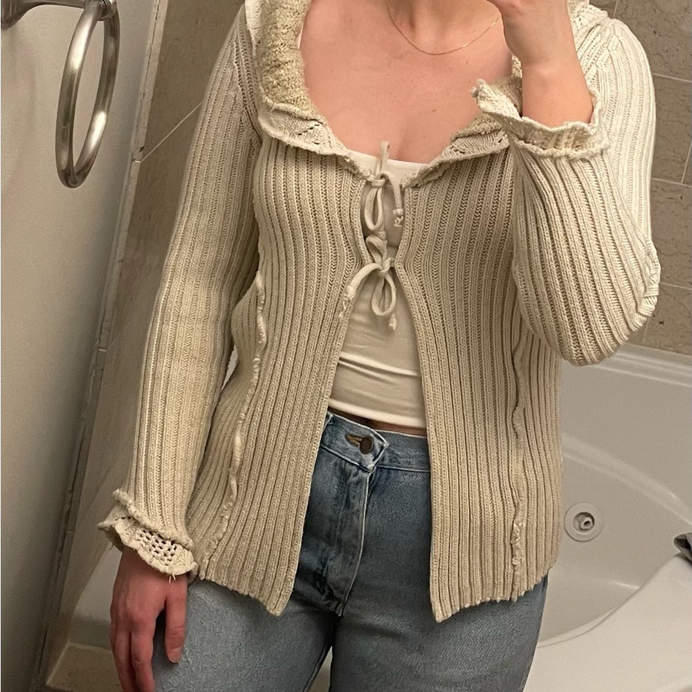 Y2K cream cardigan